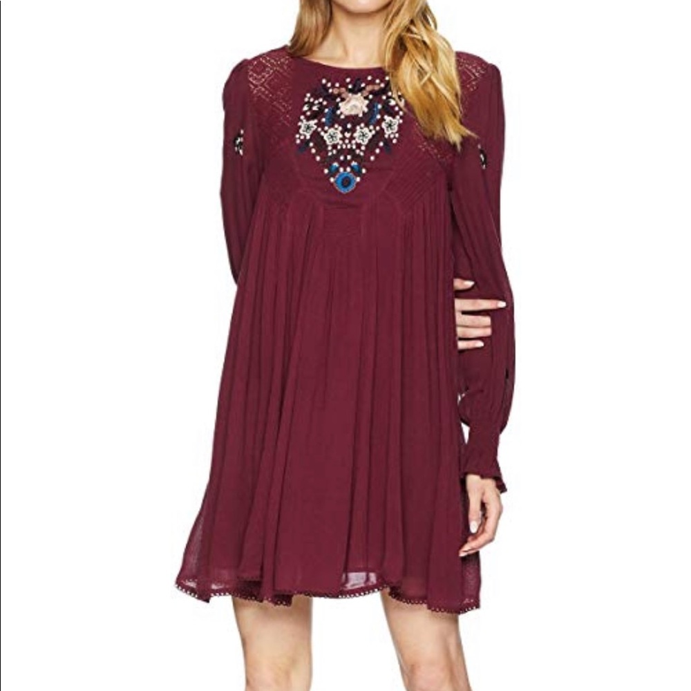 Free People Plum Purple Mojave Embroidered Dress